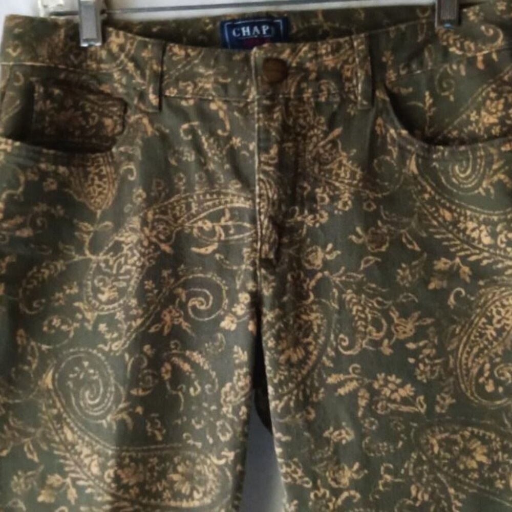 Women's Olive Paisley Jeans Pants SIze 8 NWOT Chaps